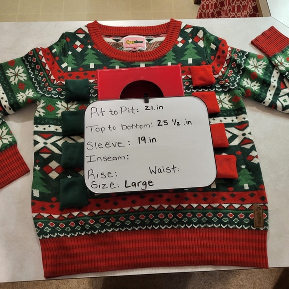 Tipsy Elves Red and Green Festive Corn Hole Sweater Ugly Christmas Sweater - Picture 8 of 8